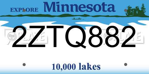 2ZTQ882 Minnesota License Plate