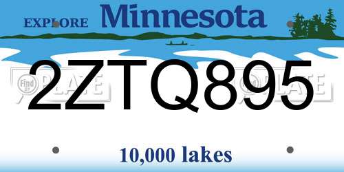 2ZTQ895 Minnesota License Plate