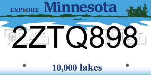 2ZTQ898 Minnesota License Plate