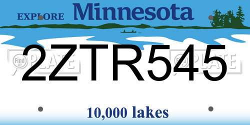 2ZTR545 Minnesota License Plate