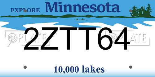 2ZTT64 Minnesota License Plate
