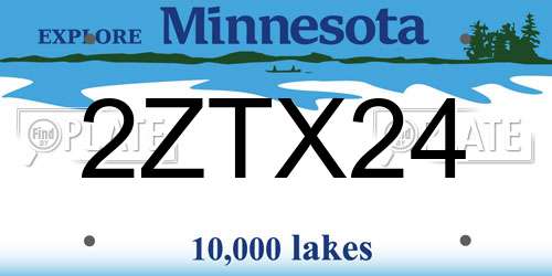 2ZTX24 Minnesota License Plate