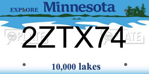 2ZTX74 Minnesota License Plate