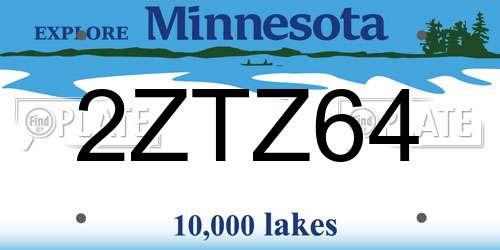 2ZTZ64 Minnesota License Plate