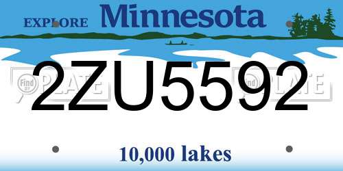 2ZU5592 Minnesota License Plate