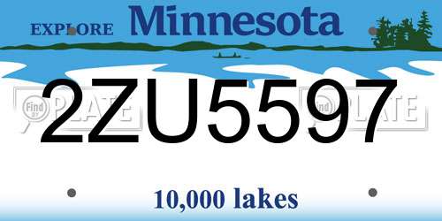 2ZU5597 Minnesota License Plate