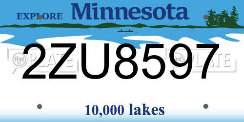 2ZU8597 Minnesota License Plate