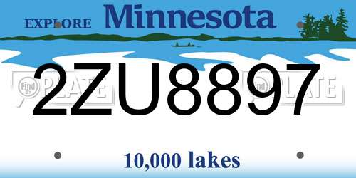 2ZU8897 Minnesota License Plate