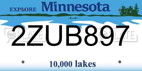 2ZUB897 Minnesota License Plate