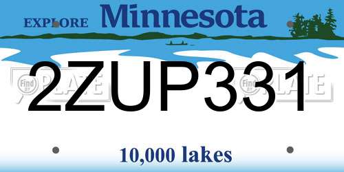 2ZUP331 Minnesota License Plate