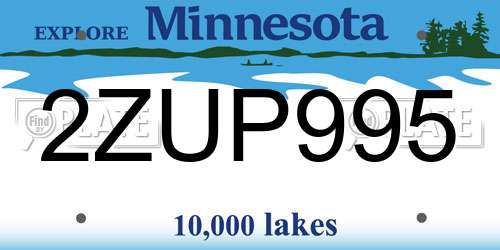 2ZUP995 Minnesota License Plate