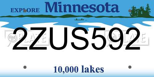 2ZUS592 Minnesota License Plate