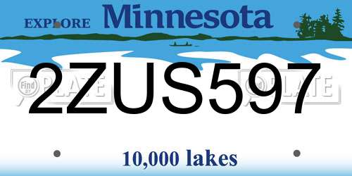 2ZUS597 Minnesota License Plate