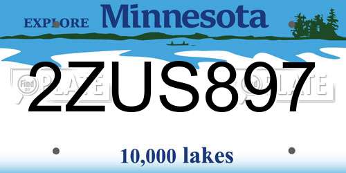 2ZUS897 Minnesota License Plate