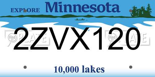 2ZVX120 Minnesota License Plate