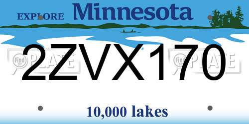 2ZVX170 Minnesota License Plate