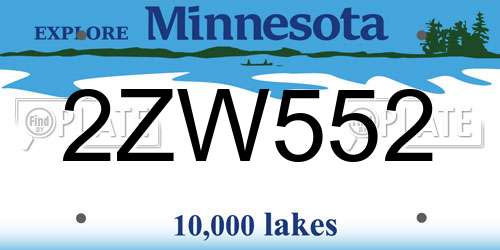 2ZW552 Minnesota License Plate