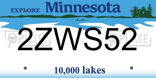 2ZWS52 Minnesota License Plate