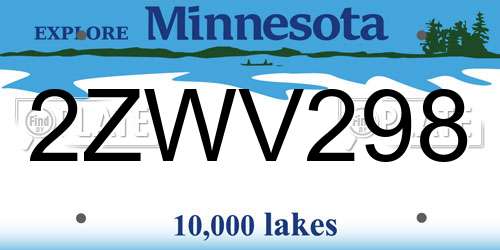2ZWV298 Minnesota License Plate