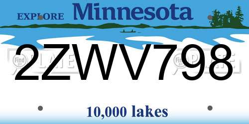 2ZWV798 Minnesota License Plate