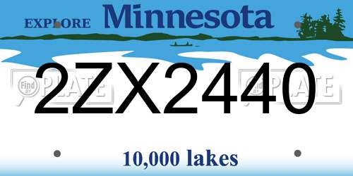 2ZX2440 Minnesota License Plate