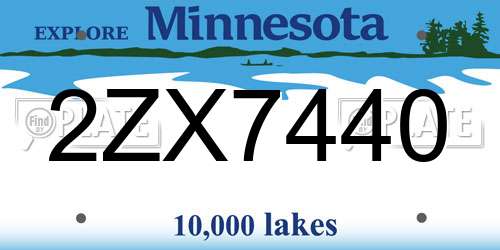 2ZX7440 Minnesota License Plate