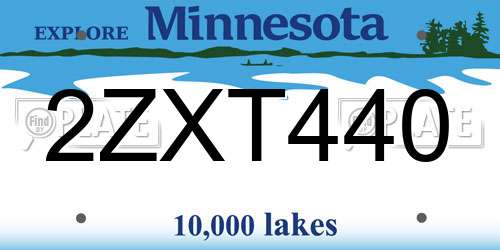 2ZXT440 Minnesota License Plate