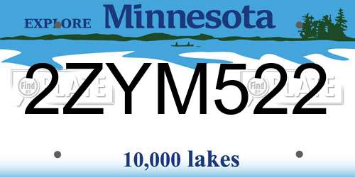 2ZYM522 Minnesota License Plate