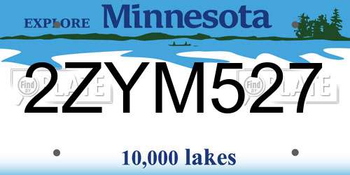 2ZYM527 Minnesota License Plate