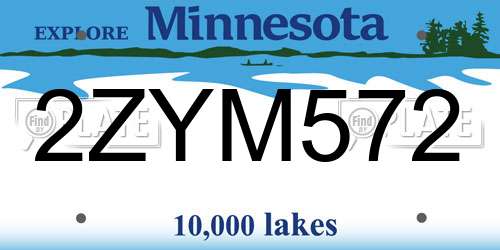 2ZYM572 Minnesota License Plate