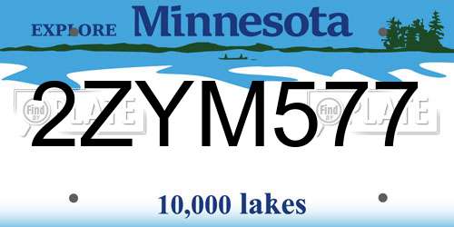 2ZYM577 Minnesota License Plate