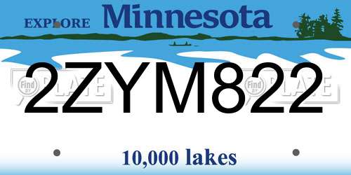 2ZYM822 Minnesota License Plate