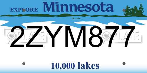 2ZYM877 Minnesota License Plate