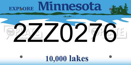 2ZZ0276 Minnesota License Plate