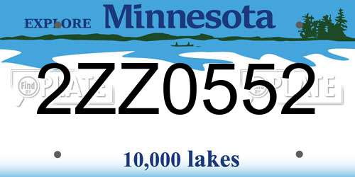 2ZZ0552 Minnesota License Plate