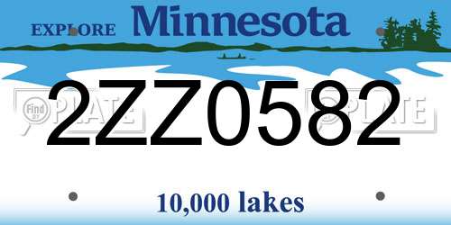 2ZZ0582 Minnesota License Plate