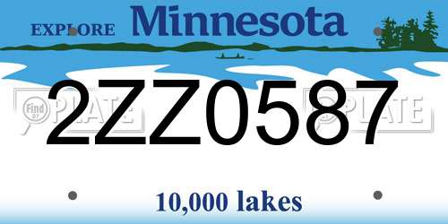 2ZZ0587 Minnesota License Plate