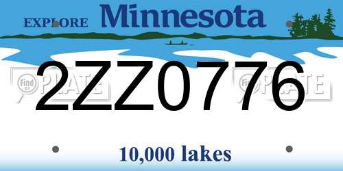 2ZZ0776 Minnesota License Plate