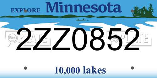 2ZZ0852 Minnesota License Plate