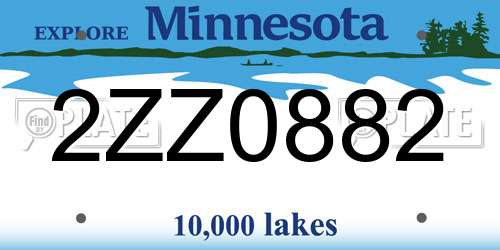 2ZZ0882 Minnesota License Plate
