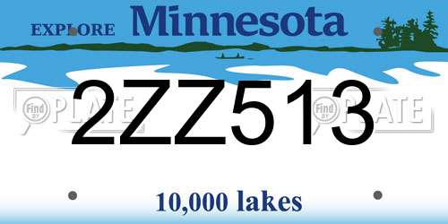 2ZZ513 Minnesota License Plate
