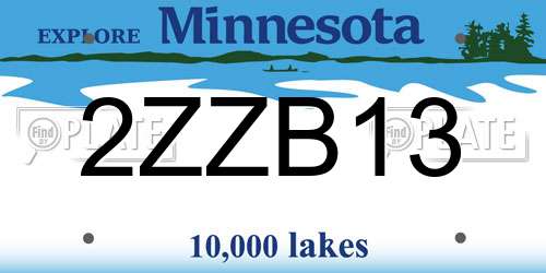 2ZZB13 Minnesota License Plate