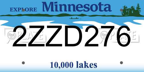 2ZZD276 Minnesota License Plate