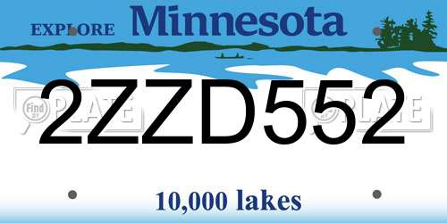 2ZZD552 Minnesota License Plate