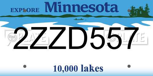 2ZZD557 Minnesota License Plate