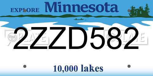 2ZZD582 Minnesota License Plate