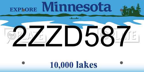 2ZZD587 Minnesota License Plate
