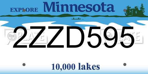2ZZD595 Minnesota License Plate