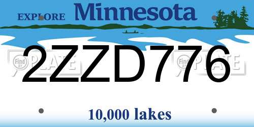 2ZZD776 Minnesota License Plate