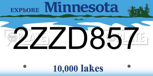 2ZZD857 Minnesota License Plate